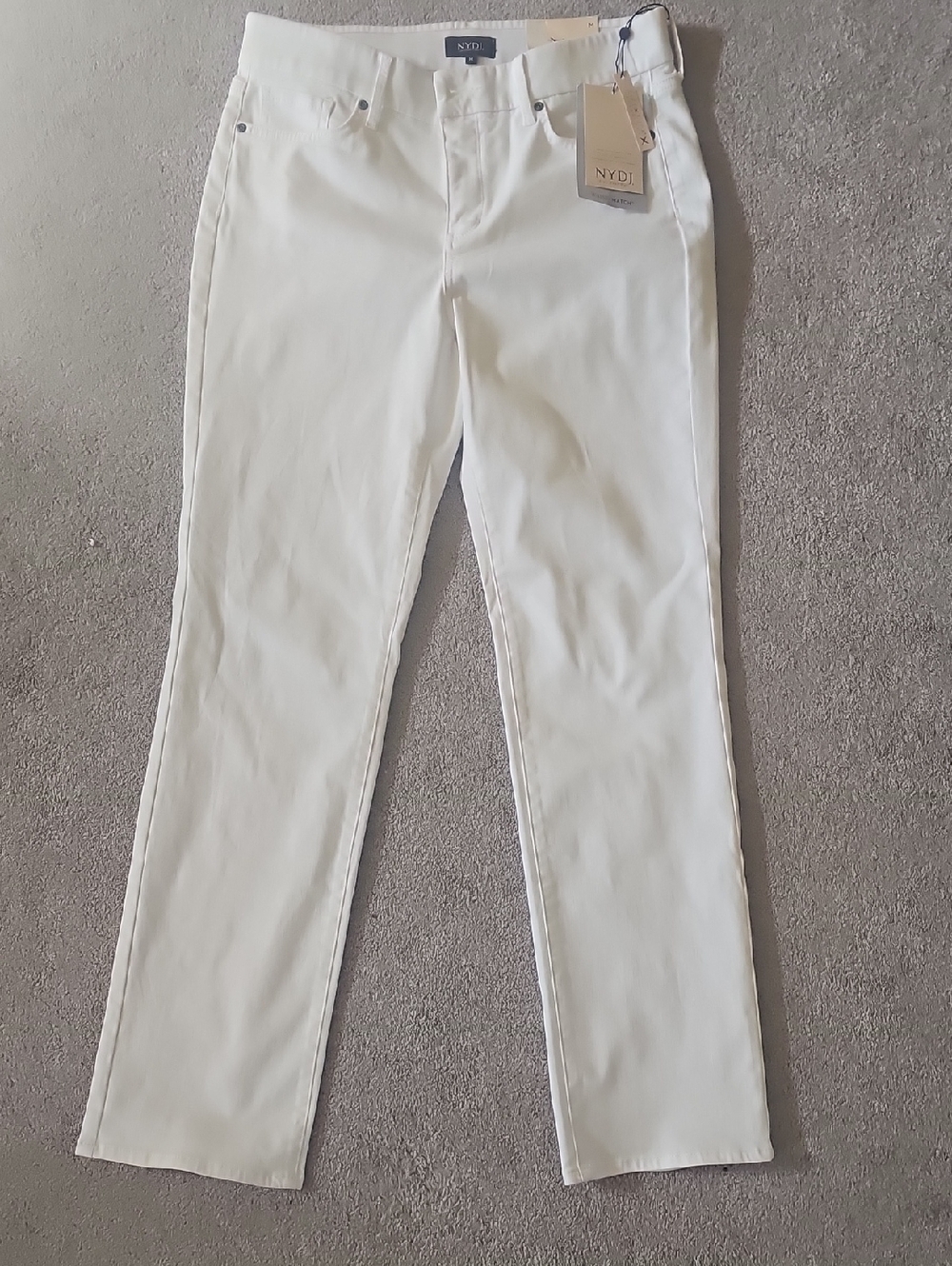 NYDJ White Slim Straight Pants Waist Match, Medium